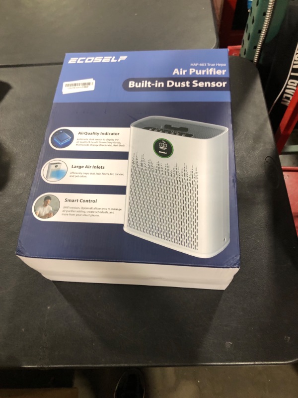 Photo 1 of ECOSELF Smart Air Purifier for Home Large Rooms, with WiFi Control, Smart Mode, AQI Display, 22dB Sleep Mode & Aromatherapy, Covers Up to 1295 Ft² with 2X-Power Filtration, HAP603WF, Bright White