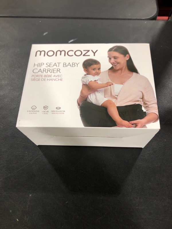 Photo 1 of Momcozy Hip Seat Baby Carrier - Adjustable Waistband with Original 3D Belly Protector, Ergonomic Carrier with Various Pockets for Newborns & Toddlers up to 45lbs (Black, Medium)