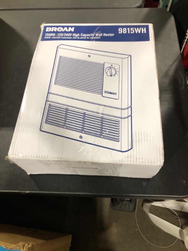 Photo 1 of Broan-NuTone 9815WH High Capacity Wall Heater with Built-In Adjustable Thermostat, 1500W, 120/240V, White