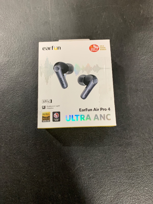 Photo 1 of EarFun Air Pro 4 Adaptive Hybrid Noise Canceling Wireless Earbuds, Qualcomm Snapdragon Sound, aptX™ Lossless, 6 Mics AI CVC 8.0 Call, LDAC Hi-Res Audio, 52H Playtime, Bluetooth 5.4, in-Ear Detection