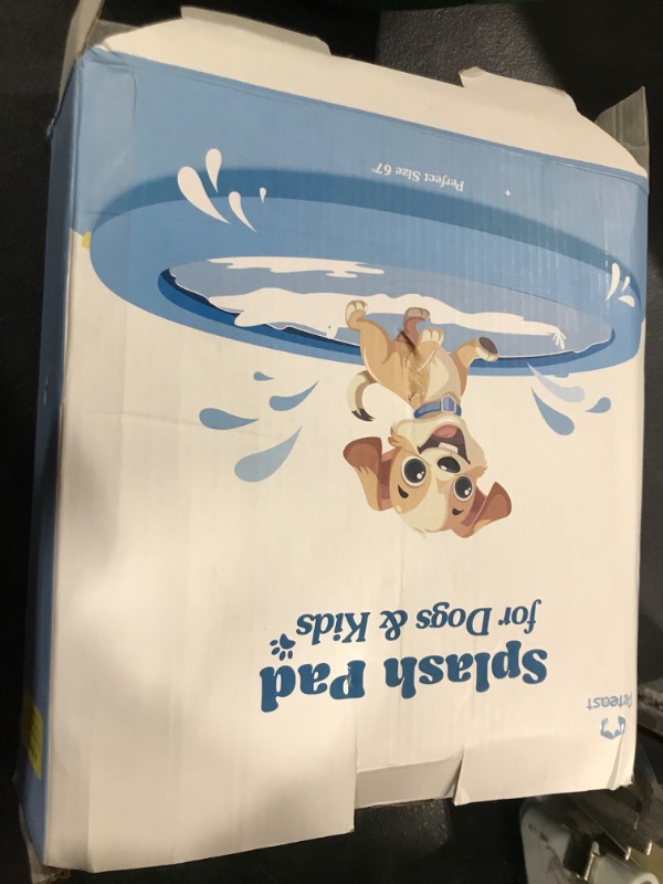 Photo 1 of Peteast Splash Pad for Dogs & Kids - Anti-Slip Dog Pool for Large Dogs, 0.58 mm Thickened Durable Outdoor Water Play Mat, Summer Sprinkler Toy for Backyard (67in, Blue)