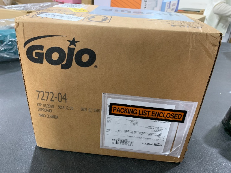 Photo 1 of GOJO SUPRO MAX Hand Cleaner, Citrus Scent, 2000 mL Heavy Duty Hand Cleaner Refill PRO TDX Push-Style Dispenser (Pack of 4) - 7272-04