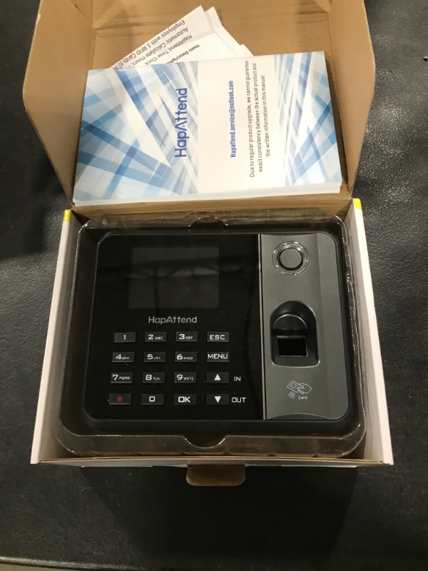 Photo 1 of HapAttend Time Clock - Fingerprint Time Clocks for Employees Small Business Automatic Calculate Hours, H1 Standalone Biometric Clock in Machine for Employees with 5 RFID Cards (0 Monthly Fees)
