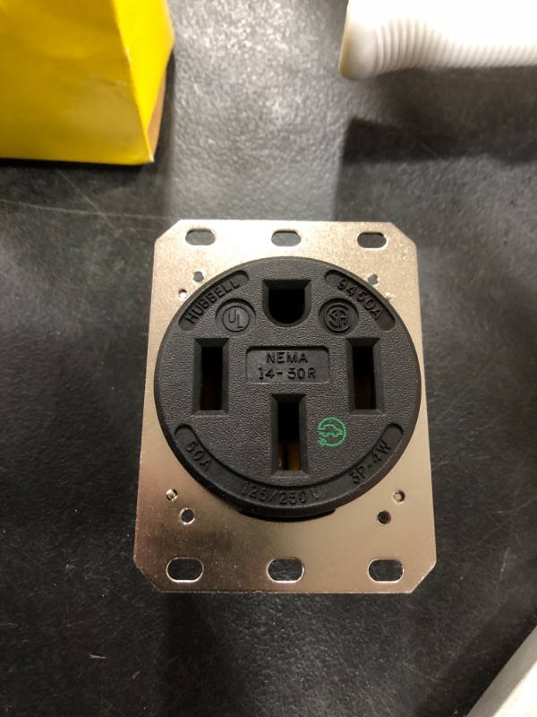 Photo 1 of Hubbell HBL9450A Straight Blade Device Receptacle, RTP, Industrial Grade, 3-Pole 4-Wire Grounding, 50A 125/250V, 14-50R