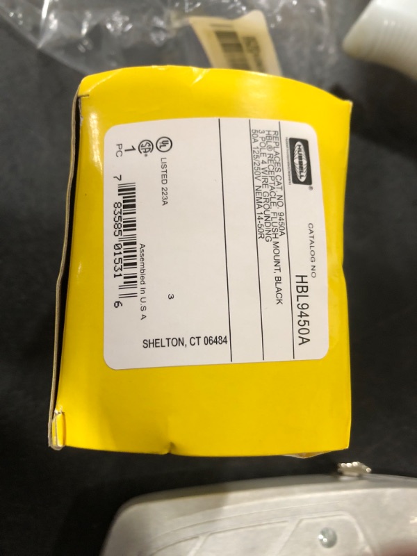 Photo 1 of Hubbell HBL9450A Straight Blade Device Receptacle, RTP, Industrial Grade, 3-Pole 4-Wire Grounding, 50A 125/250V, 14-50R