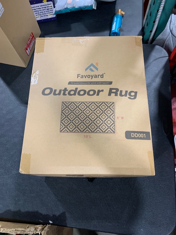 Photo 1 of Favoyard Outdoor Rug 8x10 ft Waterproof Reversible Patio Plastic Straw Rugs for Decor Clearance Outside Large RV Camping Area Carpet Mat for Porch Deck Balcony Pool Backyard Picnic Beach Camper Door