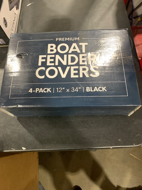 Photo 1 of Byllstore Boat Fender Covers | Several Size Options Available | Black & Navy Blue | 1, 2 & 4-Pack | Polyester (4-Pack, Black, 12? x 34?)