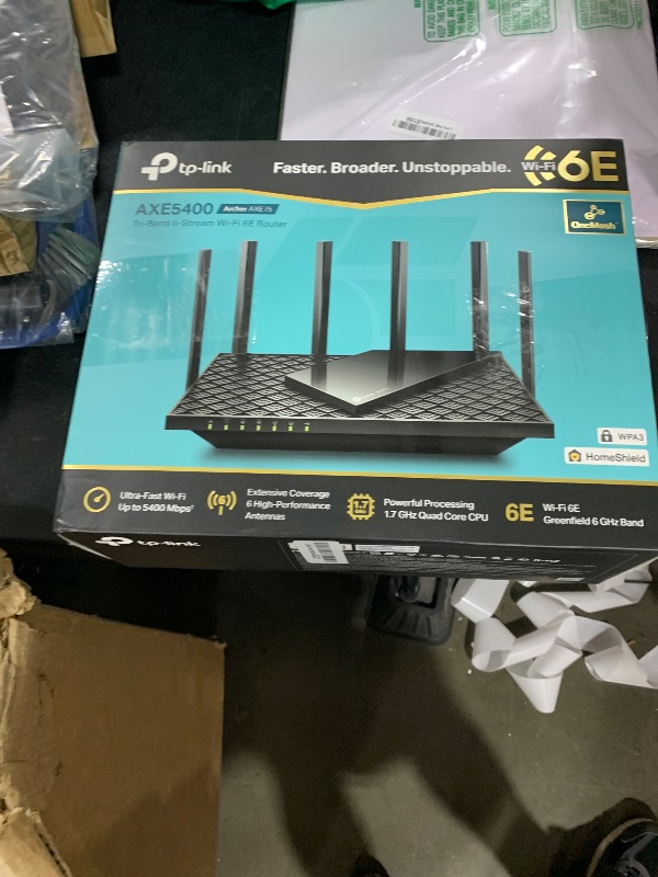 Photo 1 of TP-Link AXE5400 Tri-Band WiFi 6E Router (Archer AXE75)- Gigabit Wireless Internet Router, ax Router for Gaming, VPN Router, OneMesh, WPA3, Black