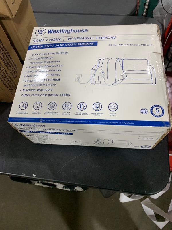 Photo 1 of Westinghouse Electric Blanket Throw Size, Soft Plush Sherpa Heated Blanket with 6 Heating Levels & 2-10 Hours Auto-Off, Machine Washable, 50x60 inches, Ivory