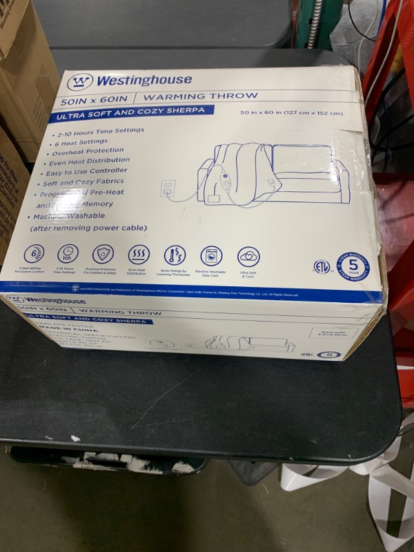 Photo 1 of Westinghouse Electric Blanket Throw Size, Soft Plush Sherpa Heated Blanket with 6 Heating Levels & 2-10 Hours Auto-Off, Machine Washable, 50x60 inches, Ivory