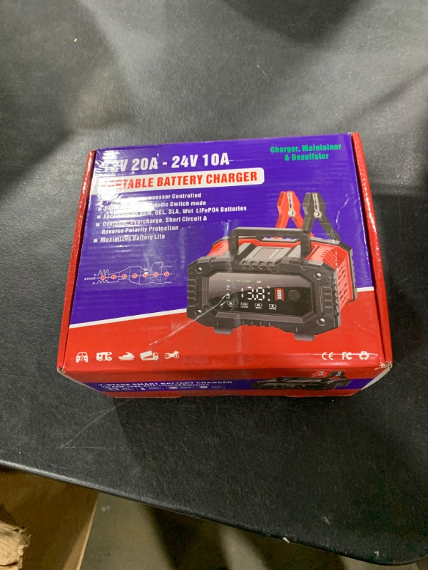 Photo 1 of YONHAN Battery Charger 0-20A 12V/24V LiFePO4 Lead Acid Fully Automatic Battery Maintainer, Car Battery Trickle Charger Automotive w/Battery Repair, Winter Mode, for AGM, STD, Gel, Deep Cycle Batteries