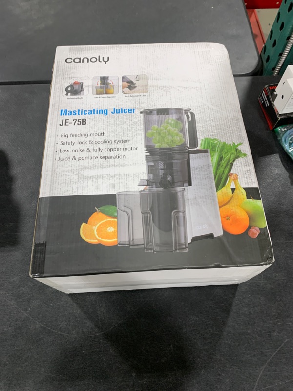 Photo 1 of Cold Press Juicer, 5.8" Wide Feed Chute Juice Extractor Machine with 400W, High Juice Yield, Slow Masticating Juicer for Whole Vegetables & Fruits, Metallic Silver