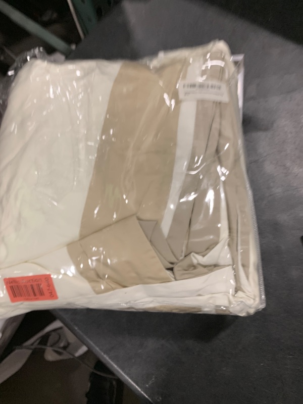 Photo 1 of Casabolaj Shading 3 Pieces Duvet Cover Set Do Not Include Filling 100% Egyptian Cotton Sateen Luxury 400 Thread Count-Classic and Contemporary Frame Patchwork Cream/Beige/Champange (King)