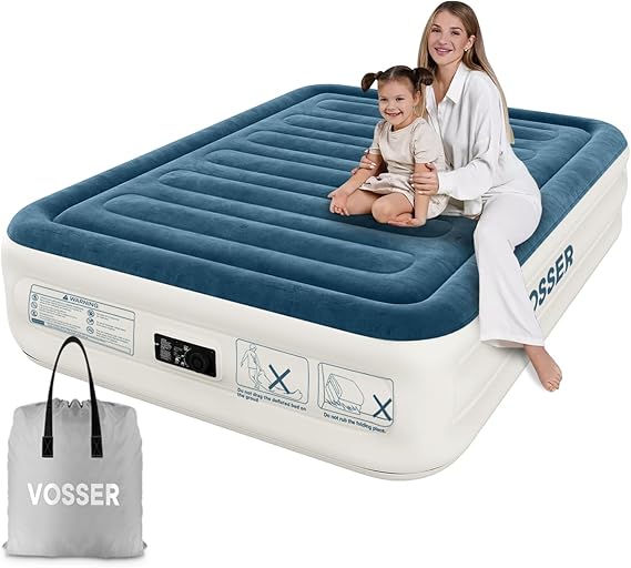 Photo 1 of VOSSER Air Mattress Full with Built in Pump,18''Inflatable Mattress of Upgraded Vertical Beams,Self Inflatable/Deflation Blow Up Mattress in 3 Mins,Flocked Top Airbed with Carry Bag for Home, Camping