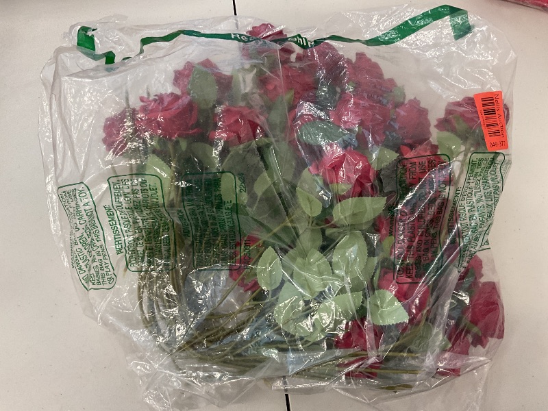 Photo 1 of Hotop  Artificial Rose Flowers Bulk with Long Stem Fake Roses Silk Realistic Bouquet for DIY Wedding Bridal Shower Party Table Centerpieces Home Decorations(Burgundy)