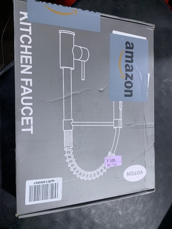 Photo 1 of VOTON Kitchen Faucets with Pull Out Sprayer Commercial Spring Sink Faucet Stainless Steel Brushed Gold Pull Down Single Handle Farmhouse faucets with Deck Plate for Camper Laundry Utility Rv Wet Bar