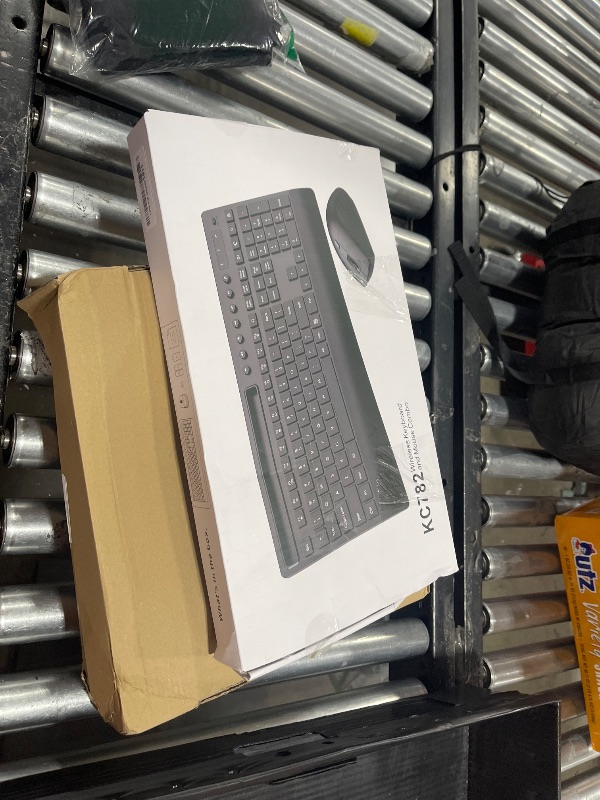 Photo 1 of Trueque Wireless Keyboard and Mouse Combo - Full-Size Quiet Keyboard with Palm Rest, Phone Holder, Multimedia Keys, Power Switch, Compatible with Windows, Chrome OS, PC, Laptop (Batteries Included)