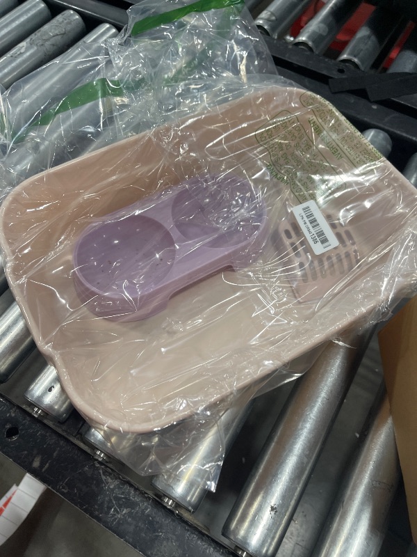 Photo 1 of Kitty Litter Box Starter Kit - Small Cat Litter Pan Without Lid, Litter Mat, Scoop and Bowl for Kitten Within 3 Months (PinkScoop Set)