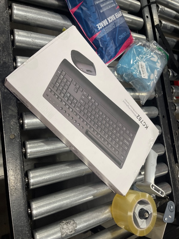 Photo 1 of Trueque Wireless Keyboard and Mouse Combo - Full-Size Quiet Keyboard with Palm Rest, Phone Holder, Multimedia Keys, Power Switch, Compatible with Windows, Chrome OS, PC, Laptop (Batteries Included)