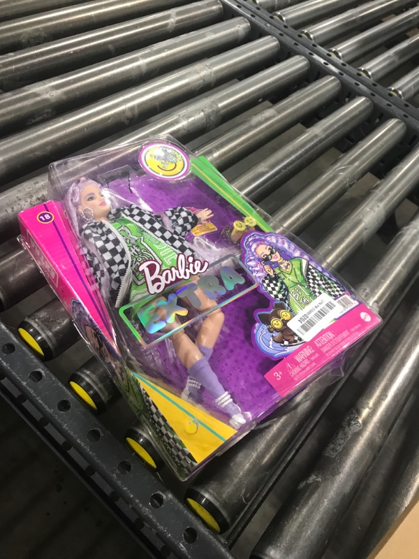 Photo 1 of Barbie Extra Doll & Accessories with Crimped Lavendar Hair & Brown Eyes, 15 Toy Pieces Include Pet Puppy