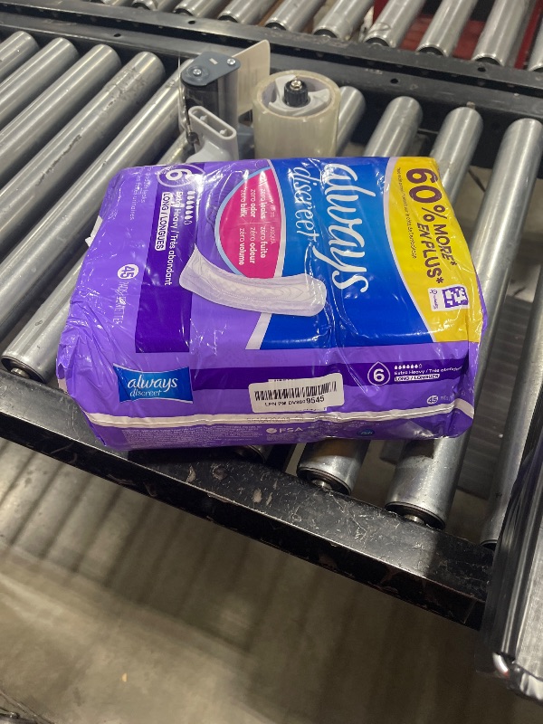 Photo 1 of Always Discreet Adult Incontinence Pads for Women, Extra Heavy Absorbency, Long Length, Postpartum Pads, 45 Count (Packaging May Vary)