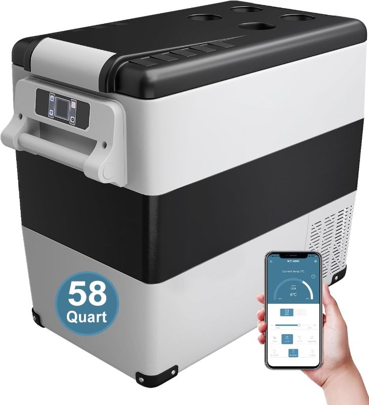Photo 1 of Car Fridge Portable 12 Volt Refrigerator - 58 Quart(55L) Electric Cooler with AC/DC for Truck RV Van Camper, Car Refrigerator Freezer for Camping Boat Travel, APP Control, -4~68°F

