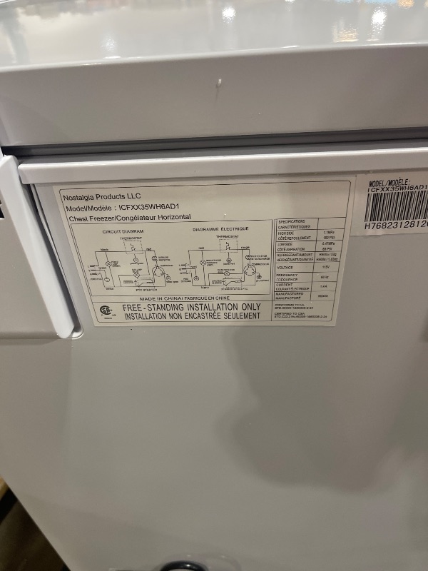 Photo 1 of Igloo ICFXX35WH6AD Chest Freezer with Removable Basket and Front Defrost Water Drain, Small Deep Freezer Perfect for Homes 3.5 Cu.Ft., White