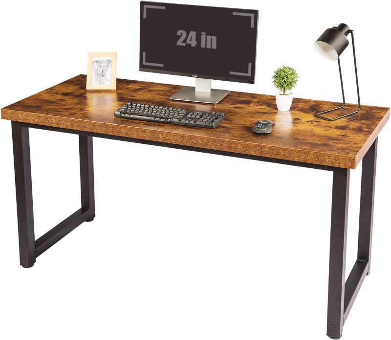Photo 1 of TOPSKY 59" Big Large Computer Office Desk 1.88" Thickness Desktop (Rustic Brown)