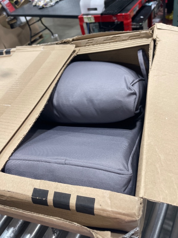 Photo 1 of AAAAAcessories Outdoor Deep Seat Cushions, Waterproof, Fade-Resistant Patio Furniture Replacement Cushions, 24" x 24" x 5" + 24" x 13.5", Dark Gray