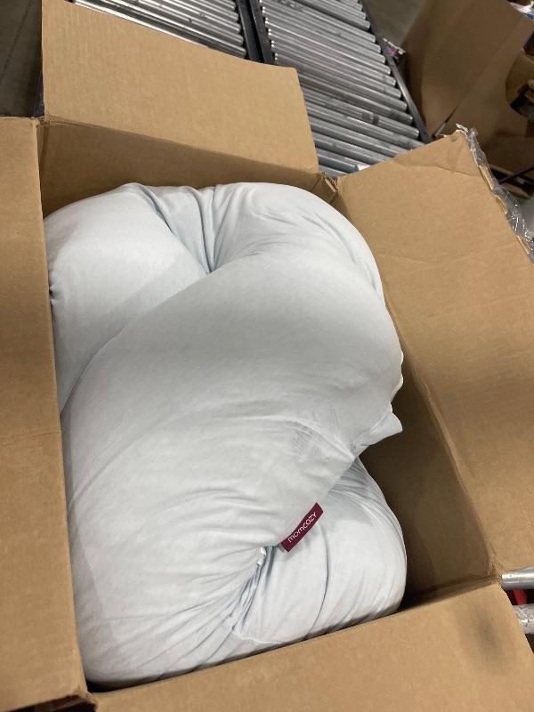 Photo 1 of Momcozy Pregnancy Pillows for Sleeping, U Shaped Full Body Pillow 57 Inch for Pregnant Women with Back, Hip, Leg, Belly Support, Washable Jersey Cotton Cover Included, Light Blue