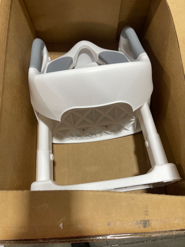 Photo 1 of Forbena Potty Training Toilet Seat with Step Stool Ladder, Toddler Kids Potty Seat for Boys Girls, Non Slip Foldable Toilet Training Seat with Soft Cushion, Comfortable Handles (White-Grey)