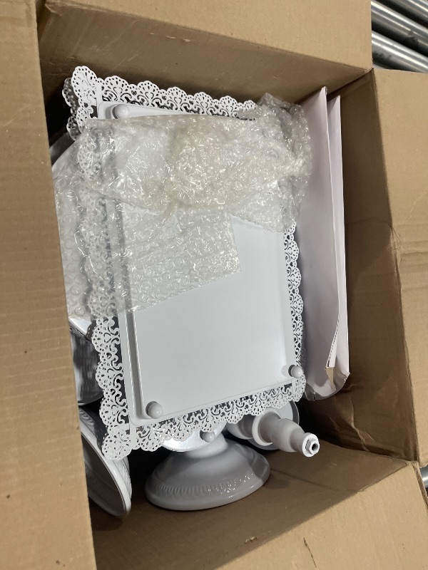 Photo 1 of Jucoan 10 PCS White Metal Cake Stand Set, Dessert Table Display Stand Set, Cupcake Holder Pastry Fruits Candy Serving Tray Platter for Wedding Baby Shower Birthday Bridal Party