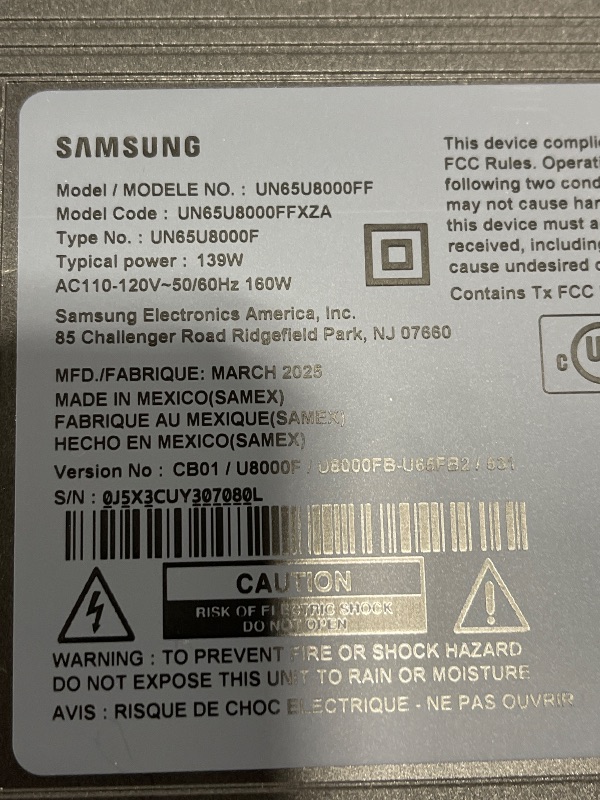 Photo 1 of SAMSUNG 65-Inch Class Crystal UHD U8000F 4K Smart TV (2025 Model) Endless Free Content, Crystal Processor 4K, MetalStream Design, Knox Security, Alexa Built-in
