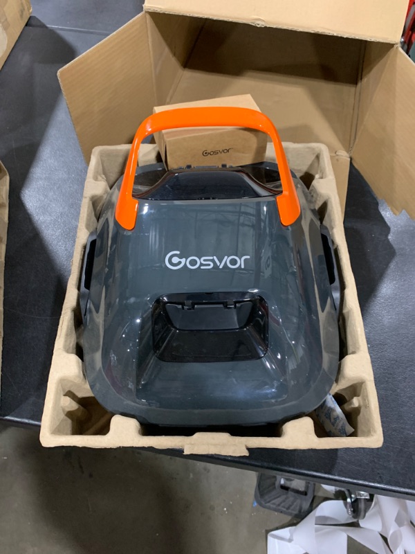 Photo 1 of Gosvor Cordless Robotic Pool Cleaner, Lasts 90 Min, Automatic Vacuum for Above-Ground Pools up to 860 Sq.ft, Portable, Self-Parking, Orange