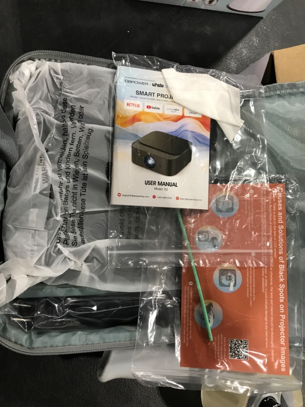 Photo 1 of [2025 Netflix-Official | 386+ Built-in Apps] DBPOWER E2 Smart Projector with WiFi and Bluetooth, Mini Projector 4K Support with Netflix, Youtube, Disney+, Hulu, Max, Crunchyroll w Portable Case