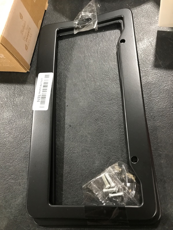 Photo 1 of Matte Black License Plate Frames - Airxwills License Plate Covers, 2 Packs Universal Aluminum Tag Frame for License Plate for Front and Rear Car Tags.