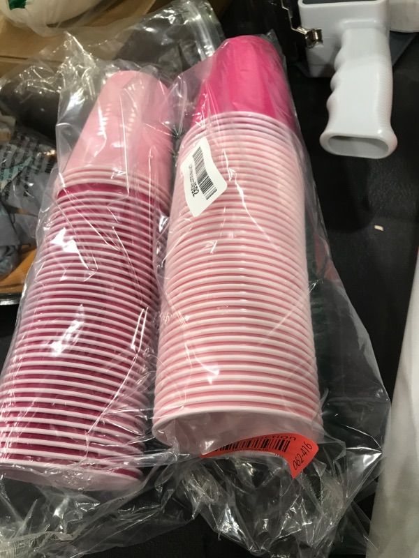 Photo 1 of KesaPlan 100 PCS 12 OZ Plastic Cups, Party Cups Light Pink and Hot Pink Cups Disposable Drinking Cup Bulk For Bachelor Party Christmas Graduation Wedding Birthday Halloween Picnic Festive Celebrations