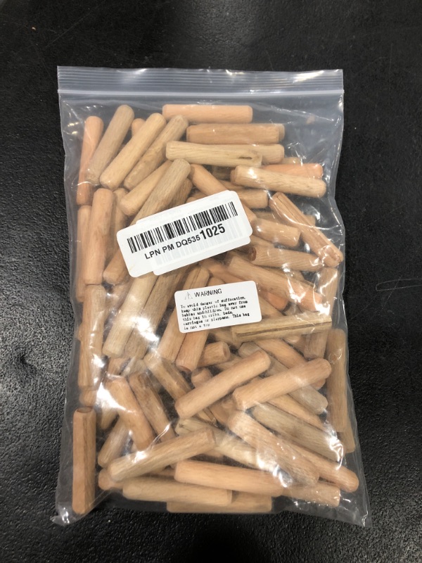 Photo 1 of BokWin 100 Pack Wooden Dowel Pins 10mm x 50mm (Approx 3/8" x 2") Wood Fluted Dowels Rods Kiln Dried Fluted and Beveled, Hardwood Crafts Dowel Pegs