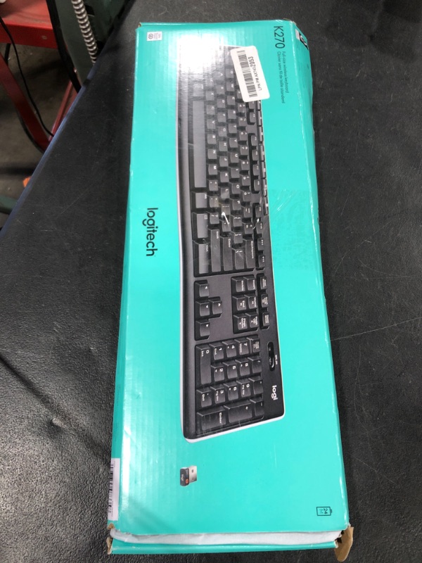 Photo 1 of Logitech K270 Wireless Keyboard for Windows, 2.4 GHz Wireless, Full-Size, Number Pad, 8 Multimedia Keys, 2-Year Battery Life, Compatible with PC, Laptop, Black