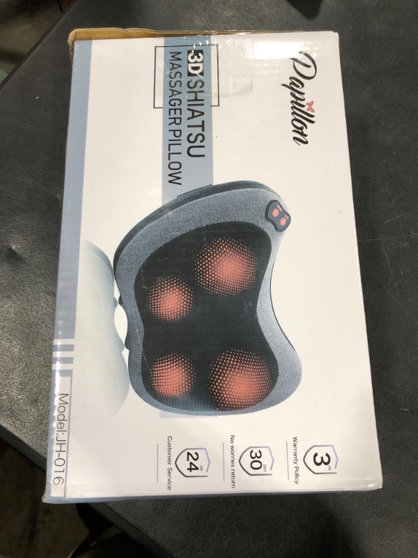 Photo 1 of Papillon Shiatsu Back and Neck Massager with Heat, Deep Tissue Kneading,Electric Massage Pillow for Back,Shoulders,Legs,Foot,Body Muscle Pain Relief,Use at Home,Car,Office