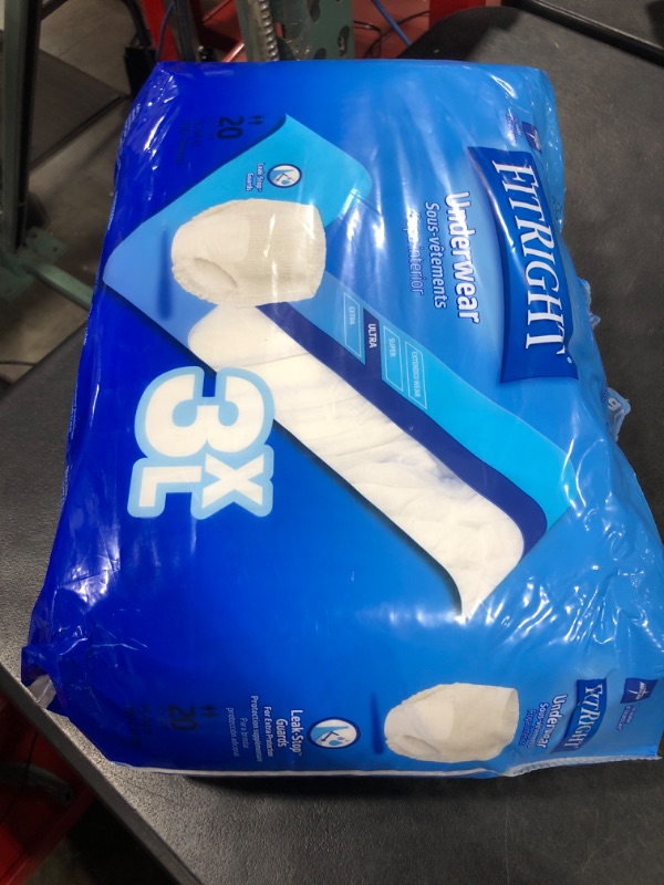 Photo 1 of FitRight Adult Incontinence Underwear, Heavy Absorbency, 3X-Large, 75"-94" Waist (20 Count) L/XL