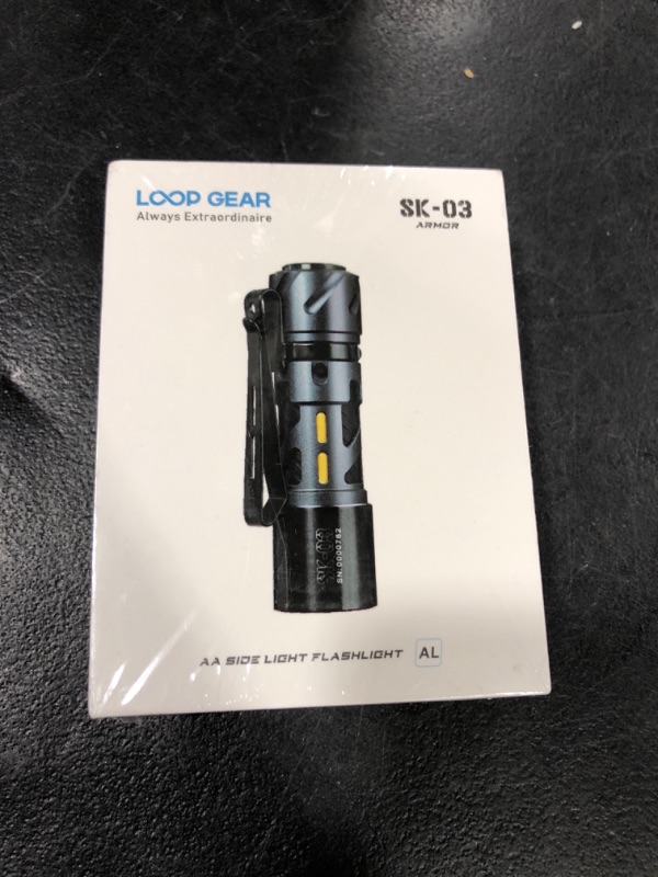 Photo 1 of LOOP GEAR SK03 LED Rechargeable Flashlight, AA Rechargeable EDC Flashlight with Side Light and 4 Color Filters, 10 Modes, Super Bright Pocket Flashlight with Clip for Outdoor, Camping, Emergency