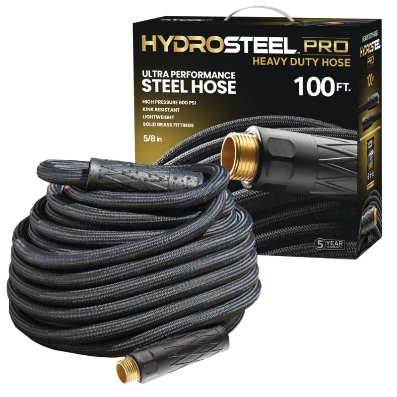 Photo 1 of Hydro Steel Pro Heavy Duty Garden Hose, One Size, Black
