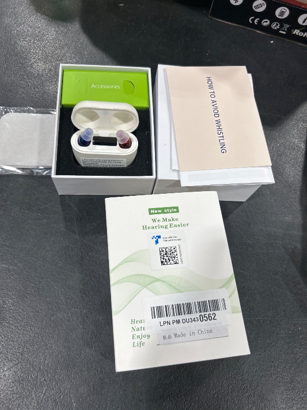 Photo 1 of Hearing Aids with Long-Lasting Charging Case, Invisible Hearing Aids for Seniors with Smart Noise Cancellation, Completely-in-Canal Hearing Aid Devices, Easy Control (White)