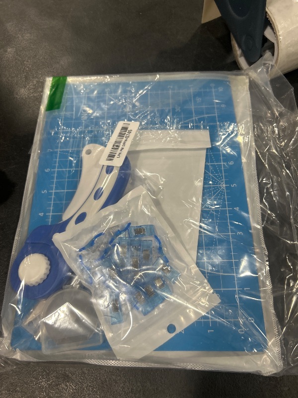 Photo 1 of 39 Pcs Rotary Cutter Set Blue - Quilting Kit incl. 45mm Fabric Cutter with 5 Extra Blades, A4 Cutting Mat, 2 Craft Knife Set, Quilting Ruler and Sewing Clips, Ideal for Crafting, Sewing, Patchworking