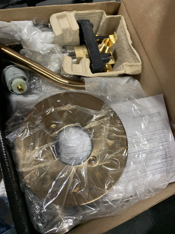 Photo 1 of Delta Faucet Nicoli 14 Series Single-Handle Tub and Shower Trim Kit, Gold Shower Faucet with 6-Spray H2Okinetic Hand Held Shower Head with Hose, Champagne Bronze 144749-CZ-HS (Shower Valve Included)