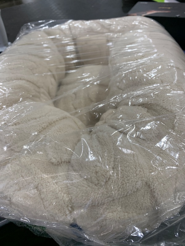 Photo 1 of Bedsure Dog Bed for Small Dogs - Donut Pet Bed for Puppy Kitten with Anti Slip Bottom, Round Sherpa Dog Beds with Washable Removable Cover, Cream, 23x23x8 inches