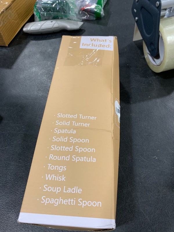 Photo 1 of CAROTE Silicone Cooking Utensils Set for Nonstick Cookware, 446°F Heat Resistant Kitchen Utensil Set with Wooden Handle 10pcs, Spatula, Turner, Spoon, Tongs, Whisk