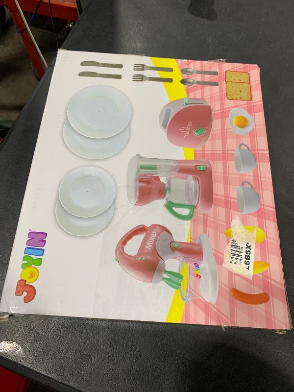 Photo 1 of Joyin Play Kitchen Toys, Pretend Play Food Kitchen Accessories GirlsToy with Coffee Maker, Mixer, Toaster with Realistic Lights& Sounds, Birthday Gift for Kids Ages 2 3 4 5, Pink