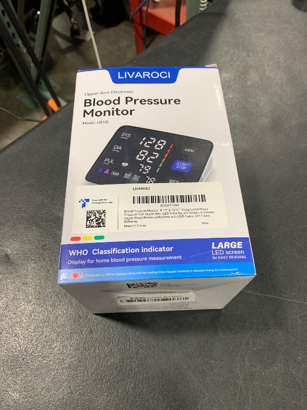 Photo 1 of Blood Pressure Monitor, 9-17'' & 13-21'' Extra Large Blood Pressure Cuff Upper Arm, LED Color Backlit Screen Automatic Digital Blood Pressure Machine with USB Cable and 4 AAA Batteries